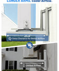 Heavy Duty Mini Split Wall Mount Bracket for Outdoor Units with longer arms for improved airflow comparison