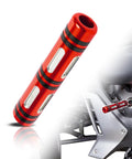 Red aluminum Gear Shift Lever Extension for Can Am Ryker 600 900 Ace Rally and Sport Edition, shown on motorcycle.
