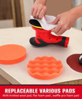 Cordless Car Buffer Polisher Kit with six speed rotary polisher, 120W motor, replaceable wool and foam pads for detailing