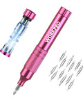 Pretty Dang Useful 24 Piece Mini Screwdriver Set With Slick Magnetic Bits And Precision Driver Options In Pink with aluminum handle and precision bits.