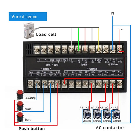 Wiring diagram for Load Cell Sensor Weighing Meter System With Automatic Batch Controller For Scales XK3120AP And RS232 Interface