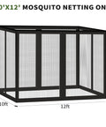 Universal Mosquito Netting For 10x12 Gazebos, 4 Panel Zippered Mesh Curtains, Easy Install, Heavy Duty Polyester And Nylon Walls