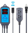 WiFi Temperature Controller ITC-308 with IHC-200 Humidity Controller and outlet, gray color, for mushroom grow rooms and more.