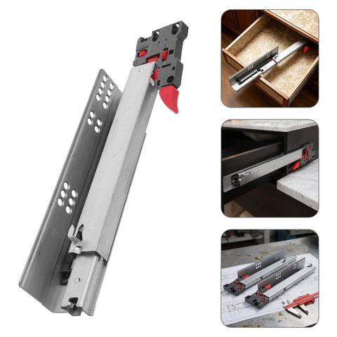 Heavy Duty Soft Close 10 Inch Concealed Undermount Drawer Slides Full Extension Runners in cold rolled steel shown in use
