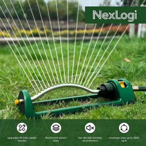 Heavy Duty Oscillating Lawn Sprinkler With 18 Brass Nozzles Delivers Up To 3,600 Sq Ft Coverage on lawn
