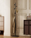 Freestanding Coat Rack With Seven Hooks And Sturdy Metal Base For Bags Hats And Coats Built To Last With High Temperature Paint