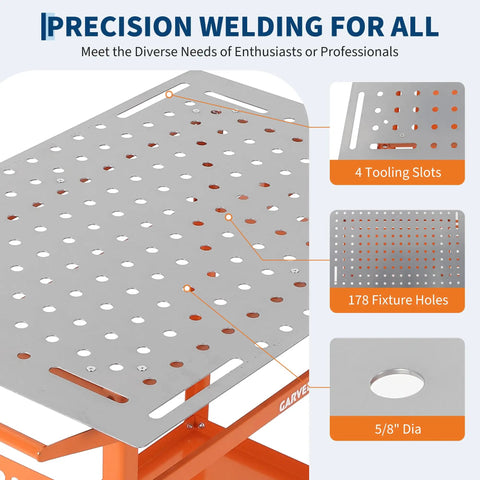 Solid As A Rock Heavy Duty Carbon Steel Welding Table 36 By 24 Inches 800 Lbs Capacity showing 178 fixture holes and tooling slots.