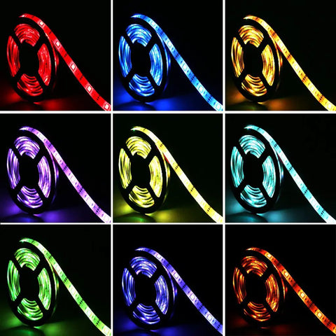 Colorful 6.56 Feet USB LED Strip Lights For Indoor Decor And TV Backlight With 24 Key Remote RGB 5050 SMD display.