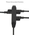 Heavy Duty Indoor and Outdoor Extension Cord 15 Feet, 16 Gauge 3 Wire, Three Outlets UL Listed Black Power Cable for tools