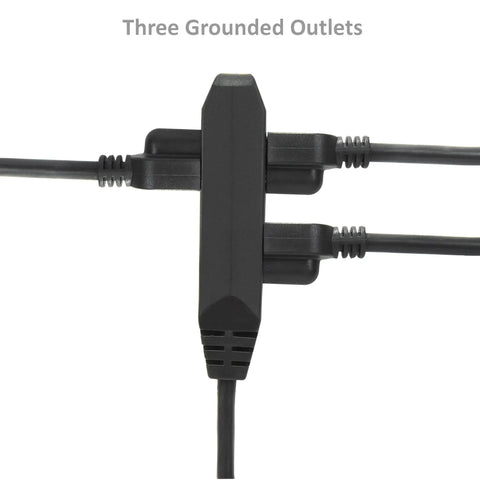 Heavy Duty Indoor and Outdoor Extension Cord 15 Feet, 16 Gauge 3 Wire, Three Outlets UL Listed Black Power Cable for tools