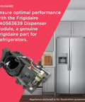Fridge Dispenser Replacement Gray Model 240563639 near refrigerator, fits most models, ice and water unit intact.
