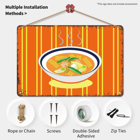 Dope Vintage Ramen Tin Sign Wall Art 8x12 Inch Metal Sign Poster with ramen bowl design for kitchen and office decor.