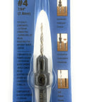 Pro Shop Ready Number 4 Adjustable Tapered Wood Countersink Drill Bit Forged From Rock Hard HSS M2 High Speed Steel with packaging