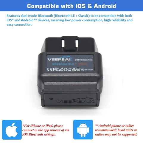 Bluetooth OBD II Scanner With BLE For iOS And Android Wireless Car Diagnostic Tool front view