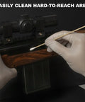 Pro Grade Gun Cleaning Kit With 600 Patches And 600 Swabs Lint Free And Highly Absorbent Cotton 6 Inch Swabs In Use