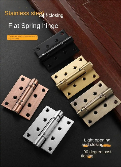 Hidden Self Closing Door Hinge Kit, Heavy Duty Steel Spring Closer With Self Rebound Positioning, 6 Inch, 2 Pack displayed in assorted finishes
