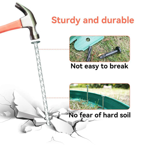 Heavy Duty Spiral Landscape Spikes 8 Inch Galvanized Garden Stakes for securing paver edging and more, breaking hard soil