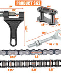 Heavy Duty 420 Motorcycle Chain With 132 Links Plus Chain Breaker And 0.4 Inch Axle Adjuster For 110cc 125cc Dirt Pit Bike ATV Quad Go Kart Mini Bike Scooter; components and dimensions shown