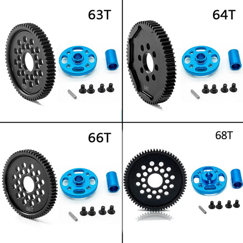 63T Hardened Machined Steel Spur Gear For Tamiya TT02 RC Car Black Upgrade Part Replacement TAM54500 Compatible with other gears.