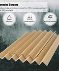 100 Pack Cardboard Corner Protectors And Edge Guards For Shipping Reinforce Boxes With Recycled Pallet Corner Blocks, rounded corners shown.