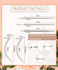 Pro Grade All In One Piercing Taper And Ball Grabber Tool Set 14G Through 20G details; includes diverse tapers, sizes 31mm to 34mm.