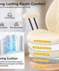 Ergonomic Home Office Desk Chair With Lumbar Support showing cream leather seat layers and spring cushion design.