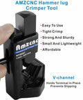 Heavy Duty Hammer Lug Crimper For 8 AWG To Four O Wire Gauge And 0000 Battery Cables, One Hit Indent Crimps With Hammer Or Vise