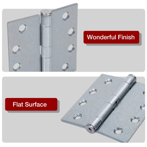 1 Pack Satin Chrome Door Hinges Four And A Half Inch By Four And A Half Inch Heavy Duty Industrial Grade Full Mortise Square Interior Exterior Hinge