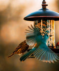 Metal Roof Bird Feeder With Chew Proof Build For Outdoor Hanging Use, Squirrel Resistant, with birds feeding