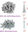 120 Piece Zinc Alloy Drywall Anchor Kit With 60 Self Drilling Anchors And 60 Expansion Screws For Drywall Hollow Brick And Lightweight Partition Walls No Pre Drilling Fast Installation For Diyers 60pcs self-drilling anchors and screws set