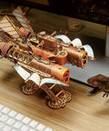 Ultimate 3D Wooden Puzzle Kit For DIYers, Handcrafted Spaceship Model, Steampunk Airship Build With 400 Plus Precision Cut Parts