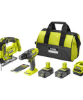 Top Notch 18 Volt Power Tool Combo Kit Featuring A Killer Impact Drill Driver And Smooth Cordless Jigsaw With Two Heavy Duty Battery Packs Fast Charger Plus Six Tough Saw Blades In A Rock Solid Carry Case