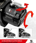 Pro Series 13500 Lb 12V Electric Winch With Synthetic Rope, 2 In 1 Wired And Wireless Remote, IP67 Waterproof, 7 HP Motor, Heavy Duty Recovery For Jeep SUV Truck And Trailer free spool clutch angle