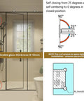 Heavy Duty Stainless Steel Shower Door Hinges For Frameless Glass Bathroom Walls With 90 Degree Swivel Design Rock Solid Operation Matte Black Finish Replacement Parts Pack Of Two, showing self-closing mechanism and installation details.