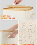 100L Collapsible Laundry Basket With Lid Waterproof Oxford Fabric Bamboo Frame With 2 Removable Laundry Bags showcase
