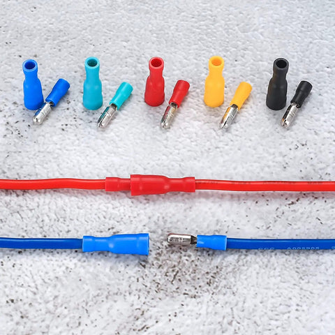 100 Piece Bullet Connectors Kit Insulated Female And Male Terminals For Electrical Marine And Automotive Wire Crimp