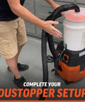Person installing X Static Grounding Kit For Cyclone Dust Collectors And Shop Vacuums Anti Static Ground Wire on vacuum system