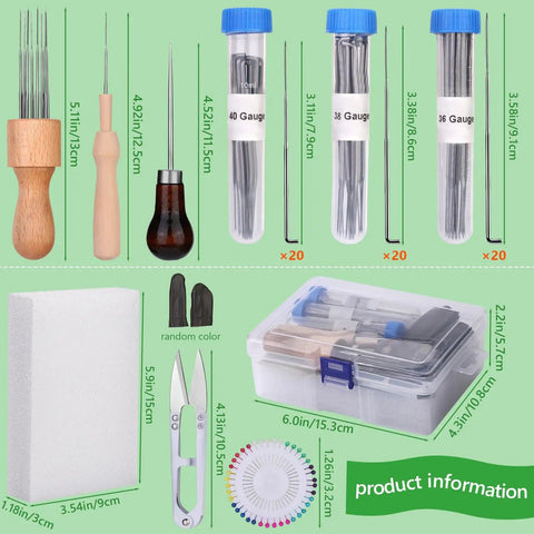 Ultimate Needle Felting Tool Kit For DIY Wool Projects With 60 Felting Needles And 68 Piece Set Including Foam Pad Wooden Handle Tool 8 Needle Heads Scissors Awl Snips And Finger Protectors Great Starter Kit
