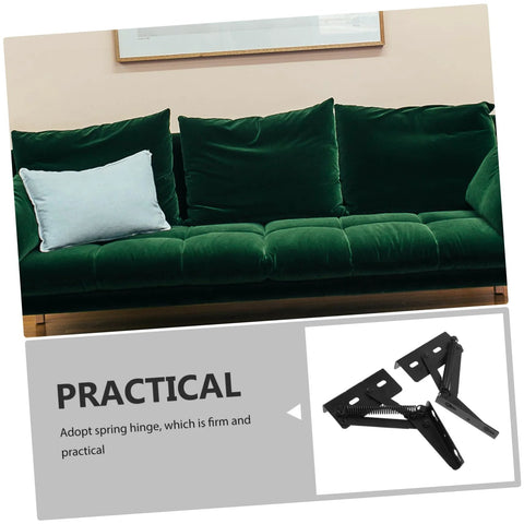 ARTIBETTER 2pc folding sofa hinges in black metal for space-saving furniture storage (collage with green sofa).