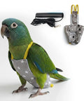 Soft Cotton Bird Harness Vest With Snap Fasteners And 2M Leash For Parakeets Cockatiels Conures And Budgies shown on parrot