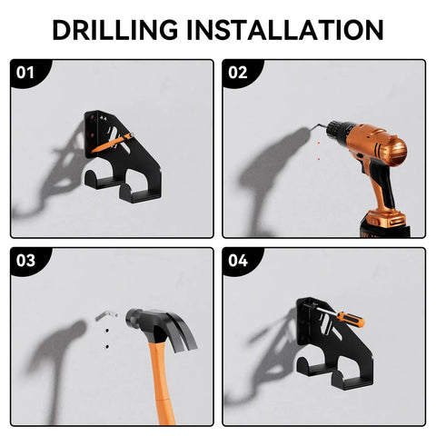 Installation of Heavy Duty Chainsaw Wall Mount Hanger For Garage Organization And Storage Shed with tools