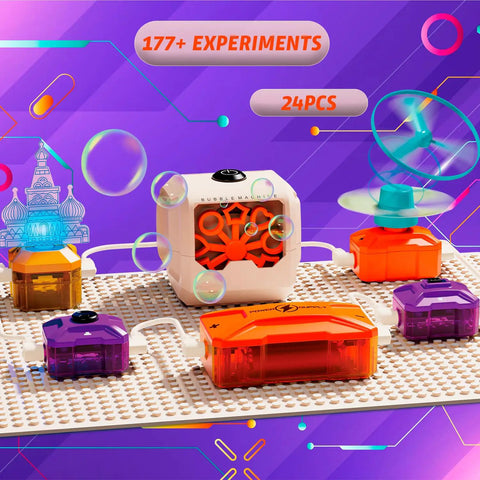Awesome Hands On Science Kit For Kids With 177 Plus Projects Circuit Exploration Set featuring colorful circuit parts on a board