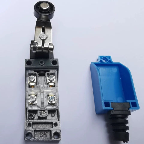 Two Pack Momentary Limit Switch With Adjustable Roller Lever Arm Travel Switch for CNC Mills opened showing internal components