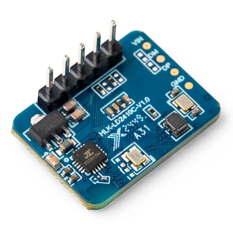 LD2410C Human Presence Radar Sensor Module 24GHz Millimeter Wave FMCW Technology Non Contact Detection With Serial Port IO Level Output HLK LD2410 Compatible Next Level High Sensitivity For Smart Home Security blue PCB with 5-pin header