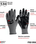 Heavy Duty Nitrile Reusable Work Gloves For All Purpose Tasks With Cut Resistant Palm Latex Free Hand Protection Black Large