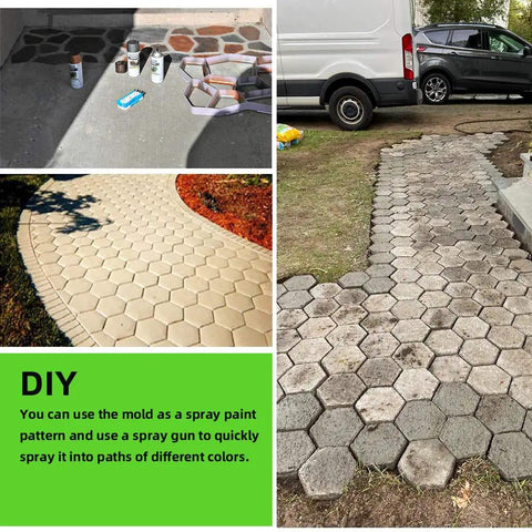 Reusable Honeycomb Concrete Mold Set For Walkways And Stepping Stones DIY Paver Path Maker used on garden path