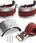 2 Pack Drywall Stilt Replacement Parts Leg Straps Kit with curved metal plate, red braided straps, and foam padding.