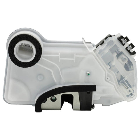 Front Left Power Door Lock Actuator With Latch Assembly For Toyota Corolla Camry Highlander RAV4 Sienna Lexus ES250 ES300h ES350 RX350 RX450h Plug And Play Direct Fit Replacement 6904002440 937909 DLA1423, white plastic, connector view