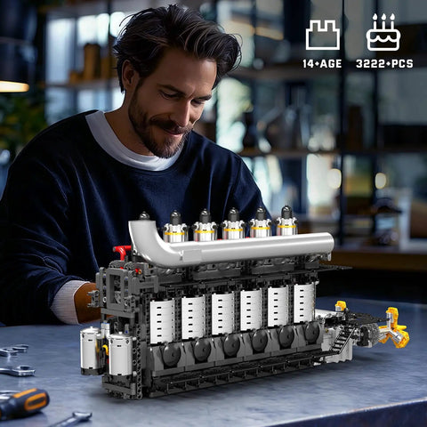Aircraft Carrier Engine Building Set With Intelligent Chip Drive That Runs, Build Your Own STEM Engine Model on a table