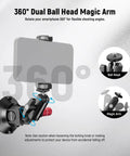 3 Inch Suction Cup Camera Mount With Dual Ball Head Arm And Quick Release for phones, showcasing 360-degree rotation feature.
